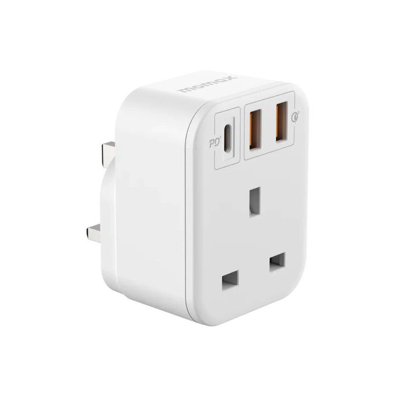 Momax OnePlug 3-Outlet PD20W Extension Socket With USB - White - محول